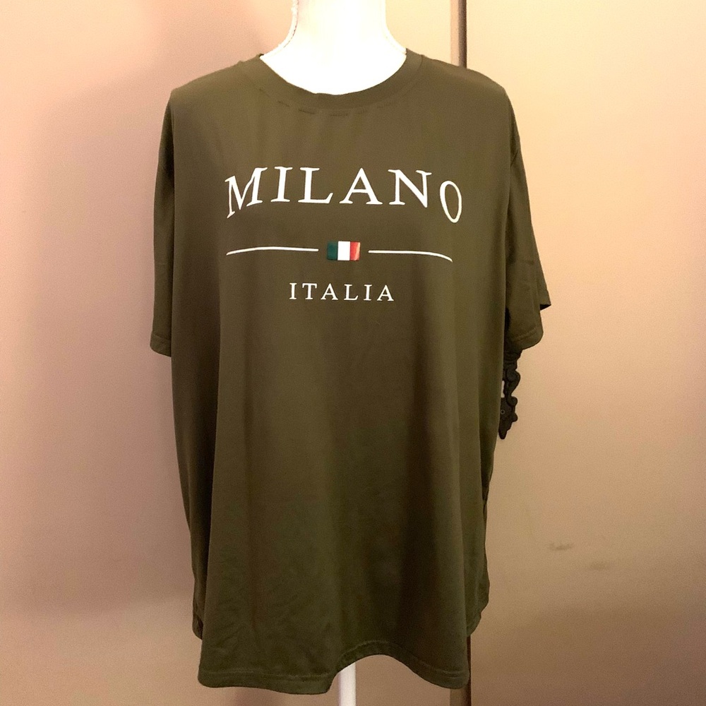 Milano Italia Olive Green Graphic T-Shirt-Unisex - Picture 3 of 4